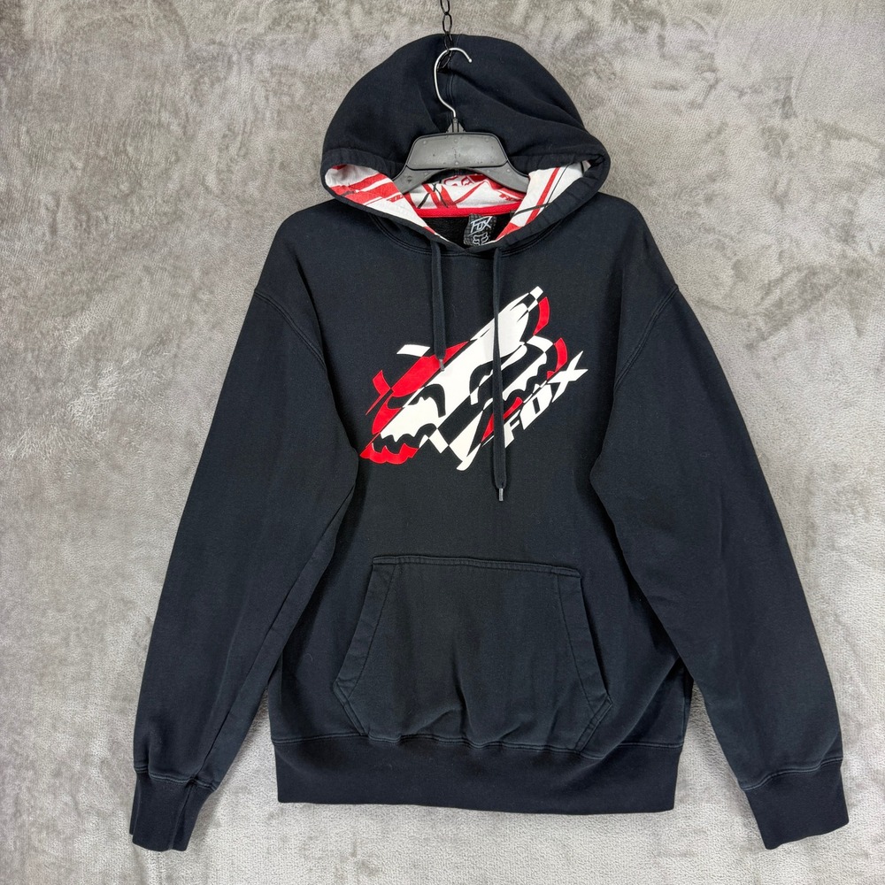 Fox Racing Hoodie Mens L Graphic Black Motocross Pullover EUC